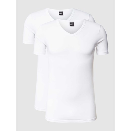 T-shirt z dekoltem w serek w zestawie 2 szt. model ‘Modern’ M Peek&Cloppenburg 