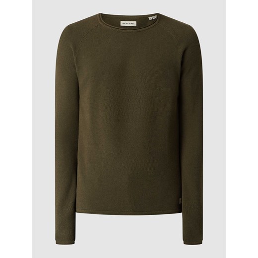 Sweter z dzianiny z naszywką z logo model ‘HILL’ ze sklepu Peek&Cloppenburg  w kategorii Swetry męskie - zdjęcie 168329554