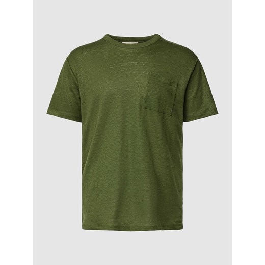 T-shirt z lnu z kieszenią na piersi model ‘ECSTASEA’ ze sklepu Peek&Cloppenburg  w kategorii T-shirty męskie - zdjęcie 168331713