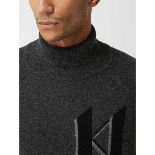 Sweter z wywijanym kołnierzem z kaszmiru Karl Lagerfeld XL promocja Peek&Cloppenburg 