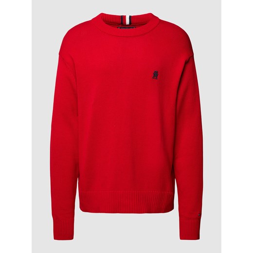 Sweter z dzianiny z wyhaftowanym logo ze sklepu Peek&Cloppenburg  w kategorii Swetry męskie - zdjęcie 168336311