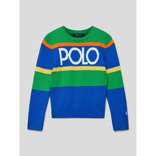 Sweter z dzianiny z nadrukiem z logo ze sklepu Peek&Cloppenburg  w kategorii Swetry chłopięce - zdjęcie 168338740