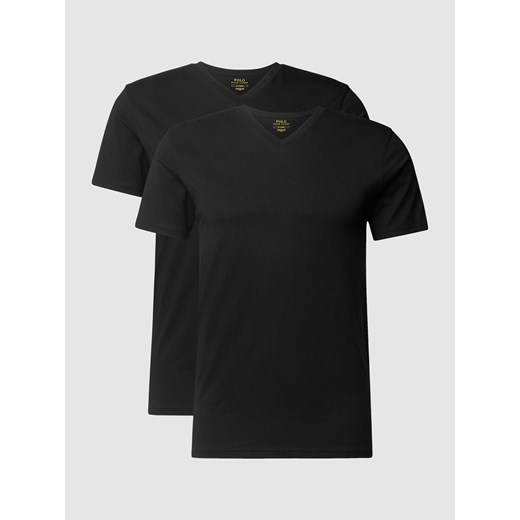 T-shirt z bawełny z dekoltem w serek w zestawie 2 szt. ze sklepu Peek&Cloppenburg  w kategorii Podkoszulki męskie - zdjęcie 168340601