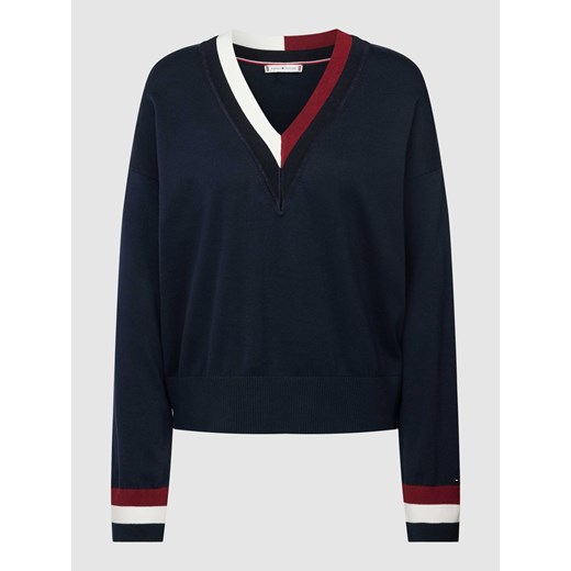 Sweter z czystej wiskozy z paskami w kontrastowym kolorze ze sklepu Peek&Cloppenburg  w kategorii Swetry damskie - zdjęcie 168343582