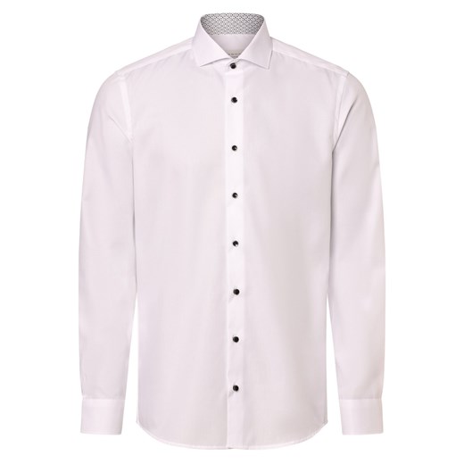 Eterna Slim Fit Koszula męska - non-iron Mężczyźni Slim Fit Bawełna biały jednolity ze sklepu vangraaf w kategorii Koszule męskie - zdjęcie 168347264