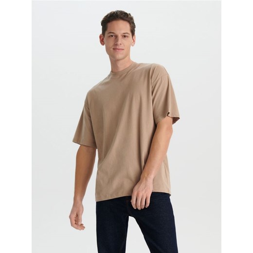 Sinsay - Koszulka oversize - beżowy ze sklepu Sinsay w kategorii T-shirty męskie - zdjęcie 168376180