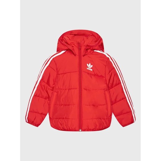 adidas Kurtka puchowa adicolor HK2962 Czerwony Regular Fit 4_5Y okazja MODIVO