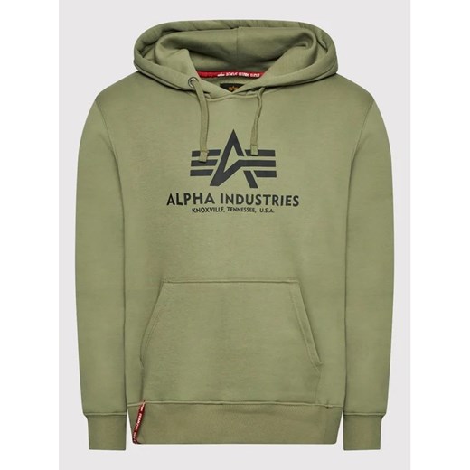 Alpha Industries Bluza Basic 178312 Zielony Regular Fit Alpha Industries M MODIVO