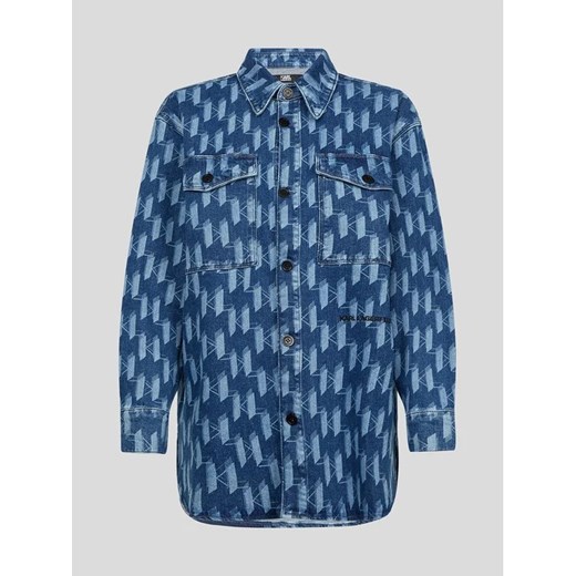 KARL LAGERFELD Koszula jeansowa Monogram 225W1408 Niebieski Oversize Karl Lagerfeld L MODIVO