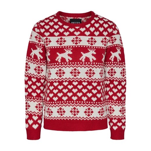 Pieces Sweter 17121018 Czerwony Regular Fit Pieces M wyprzedaż MODIVO