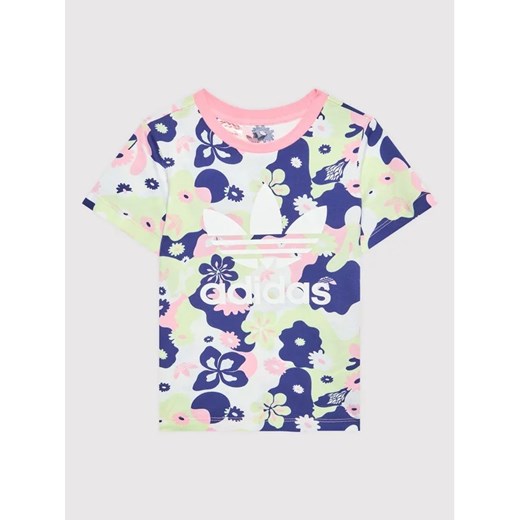 adidas T-Shirt Flower Allover Print HE6930 Kolorowy Regular Fit ze sklepu MODIVO w kategorii Koszulki niemowlęce - zdjęcie 168389143