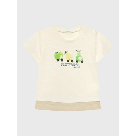 United Colors Of Benetton T-Shirt 3F93A102K Écru Relaxed Fit ze sklepu MODIVO w kategorii Koszulki niemowlęce - zdjęcie 168390124