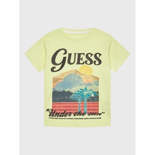 Guess T-Shirt L3GI03 K6XN1 Żółty Regular Fit Guess 7Y okazyjna cena MODIVO