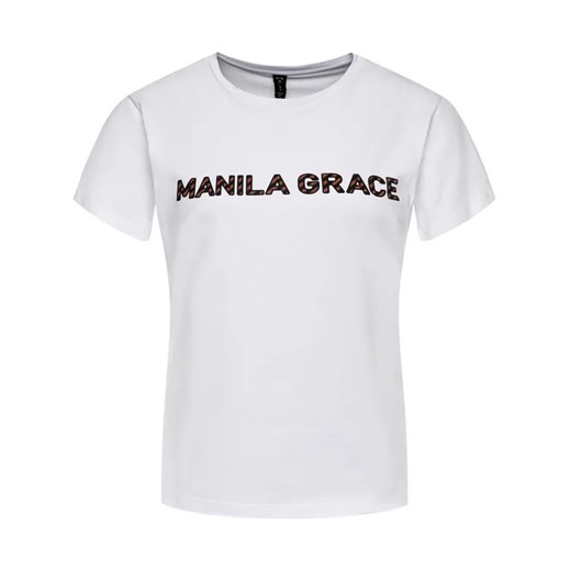 Manila Grace T-Shirt T169CU Biały Regular Fit Manila Grace XL wyprzedaż MODIVO