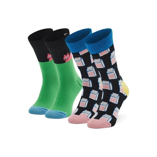 Happy Socks Zestaw 2 par wysokich skarpet dziecięcych KCAT02-9300 Kolorowy ze sklepu MODIVO w kategorii Skarpetki dziecięce - zdjęcie 168396860