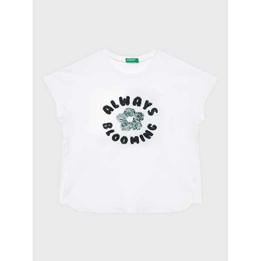 United Colors Of Benetton T-Shirt 3096C10AQ Biały Boxy Fit ze sklepu MODIVO w kategorii Bluzki dziewczęce - zdjęcie 168397310
