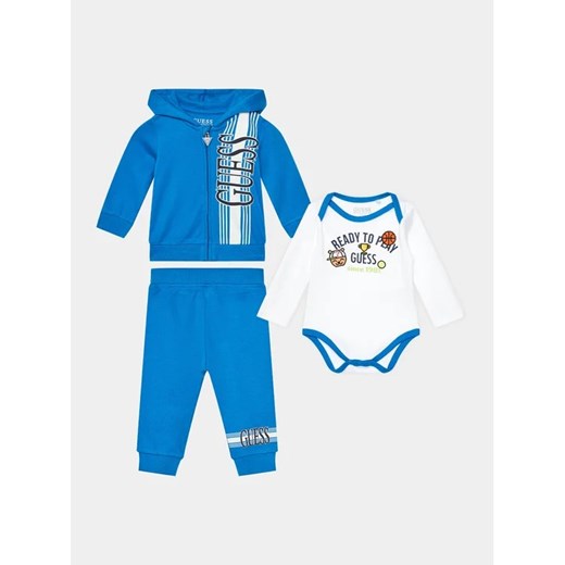 Guess Komplet bluza, body i spodnie dresowe Take Me Home Set P4RG05 KA6W0 Niebieski Regular Fit ze sklepu MODIVO w kategorii Komplety niemowlęce - zdjęcie 168398134