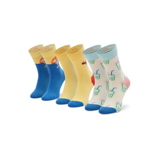 Happy Socks Zestaw 3 par wysokich skarpet dziecięcych XKTRA08-2000 Niebieski ze sklepu MODIVO w kategorii Skarpetki dziecięce - zdjęcie 168399191
