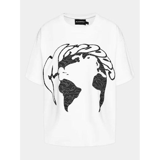 Mindout T-Shirt Globe Biały Boxy Fit ze sklepu MODIVO w kategorii Bluzki damskie - zdjęcie 168403932
