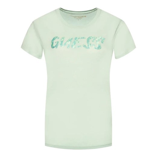 Guess T-Shirt Pool Reflection Logo W1YI45 RA0Q0 Zielony Regular Fit Guess S MODIVO wyprzedaż