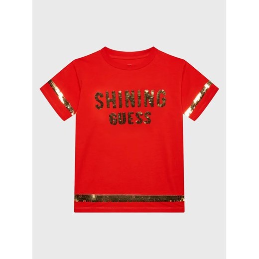 Guess T-Shirt J3RI19 K6YW1 Czerwony Regular Fit ze sklepu MODIVO w kategorii Bluzki dziewczęce - zdjęcie 168409053