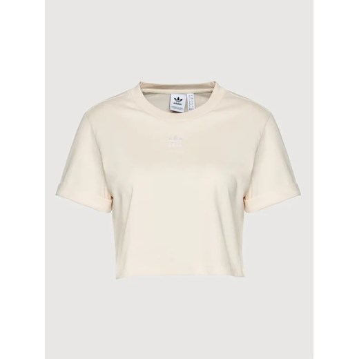 adidas T-Shirt adicolor Essentials Cropped H37880 Beżowy Standard Fit 40 promocja MODIVO