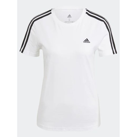 adidas T-Shirt Essentials Slim 3-Stripes T-Shirt GL0783 Biały Slim Fit M wyprzedaż MODIVO