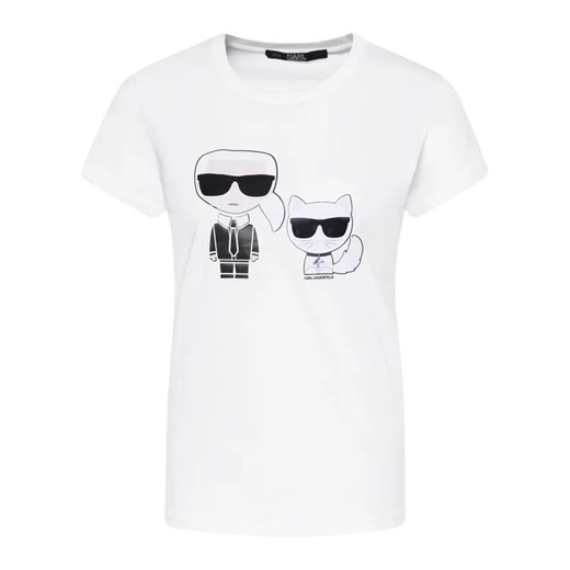 KARL LAGERFELD T-Shirt Ikonik Karl & Choupette 201W1705 Biały Regular Fit Karl Lagerfeld S MODIVO promocyjna cena