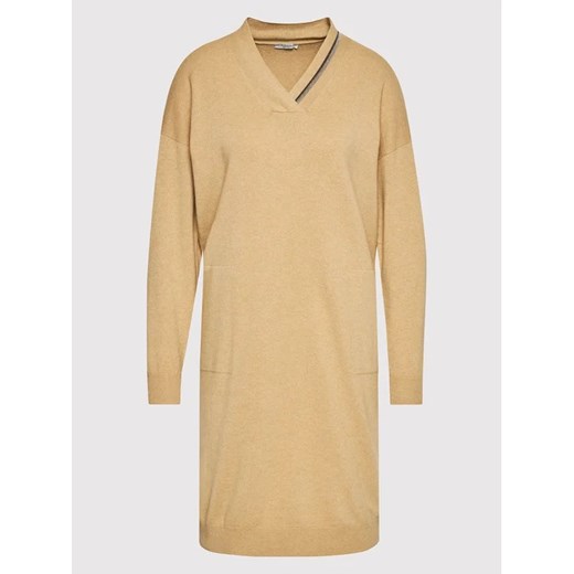 Peserico Sukienka dzianinowa S92197F12K Beżowy Relaxed Fit Peserico 38 MODIVO