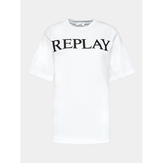 Replay T-Shirt W3698G.000.23608P Biały Relaxed Fit Replay S promocyjna cena MODIVO