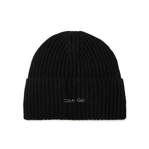 Calvin Klein Czapka Ck Must Logo Beanie K60K611401 Czarny ze sklepu MODIVO w kategorii Czapki zimowe damskie - zdjęcie 168421860