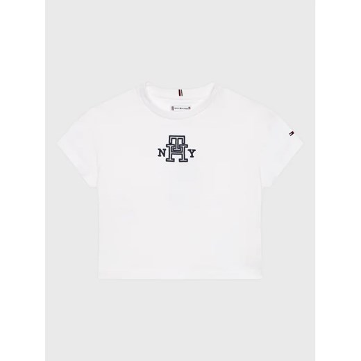 Tommy Hilfiger T-Shirt KG0KG07437 M Biały Regular Fit ze sklepu MODIVO w kategorii Bluzki dziewczęce - zdjęcie 168424112