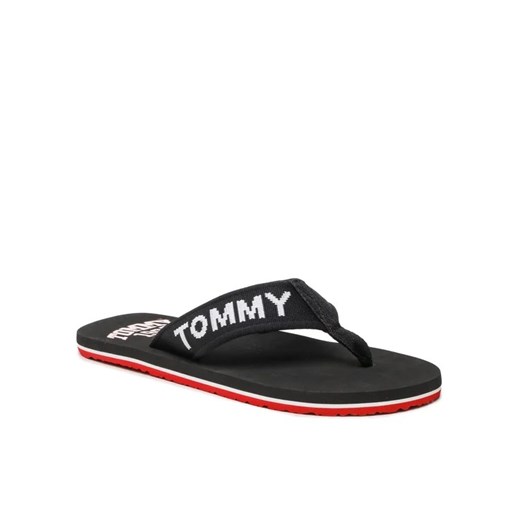 Tommy Jeans Japonki Flip Flop Logo Tape EM0EM01147 Czarny ze sklepu MODIVO w kategorii Klapki męskie - zdjęcie 168428602