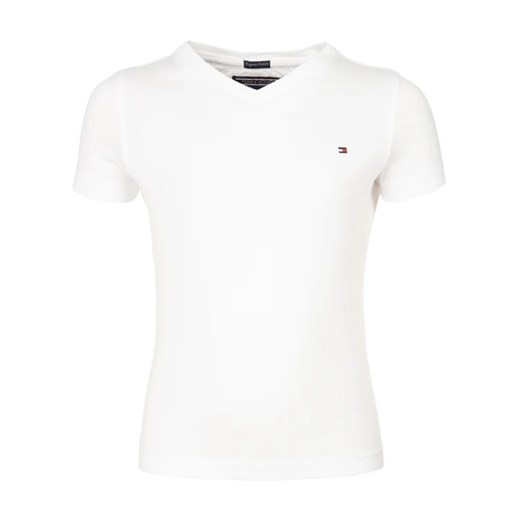 Tommy Hilfiger T-Shirt Boys Basic Vn Knit S/S KB0KB04142 Biały Regular Fit ze sklepu MODIVO w kategorii Bluzki dziewczęce - zdjęcie 168430341