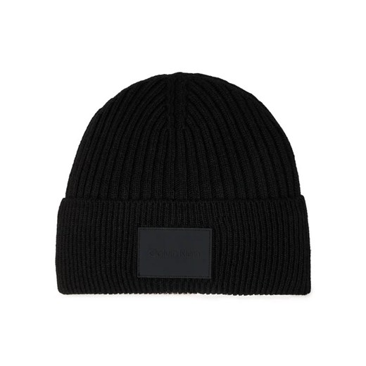 Calvin Klein Czapka Tonal Rubber Patch Beanie K50K511291 Czarny ze sklepu MODIVO w kategorii Czapki zimowe męskie - zdjęcie 168433440