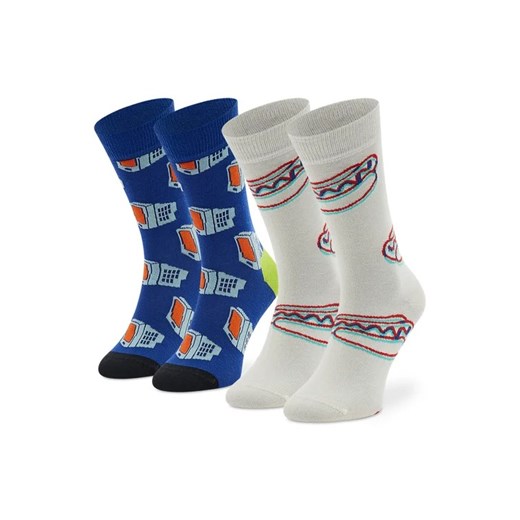 Happy Socks Zestaw 2 par wysokich skarpet unisex XTDS02-6500 Biały ze sklepu MODIVO w kategorii Skarpetki damskie - zdjęcie 168434894