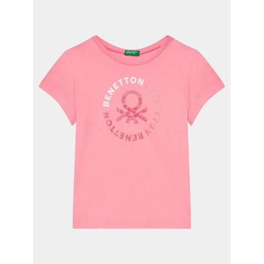 United Colors Of Benetton T-Shirt 3I1XC10H8 Różowy Regular Fit ze sklepu MODIVO w kategorii Bluzki dziewczęce - zdjęcie 168436521