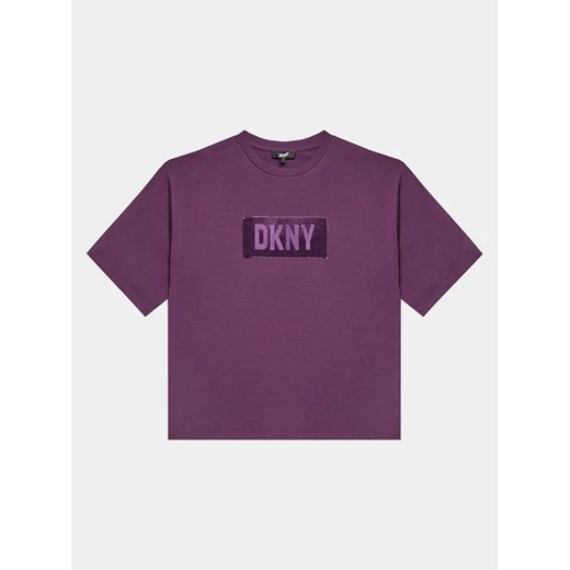 DKNY T-Shirt D35T02 D Fioletowy Regular Fit ze sklepu MODIVO w kategorii Bluzki dziewczęce - zdjęcie 168439114