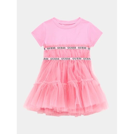 Guess Sukienka elegancka K4RK10 K6YW0 Różowy Regular Fit ze sklepu MODIVO w kategorii Sukienki dziewczęce - zdjęcie 168439153