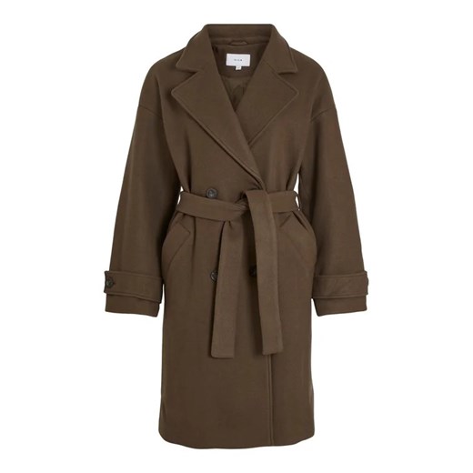 Vila Płaszcz wełniany Paniana 14076464 Zielony Relaxed Fit Vila 40 wyprzedaż MODIVO