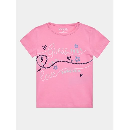 Guess T-Shirt A3GI02 K6YW1 Różowy Regular Fit ze sklepu MODIVO w kategorii Koszulki niemowlęce - zdjęcie 168448083
