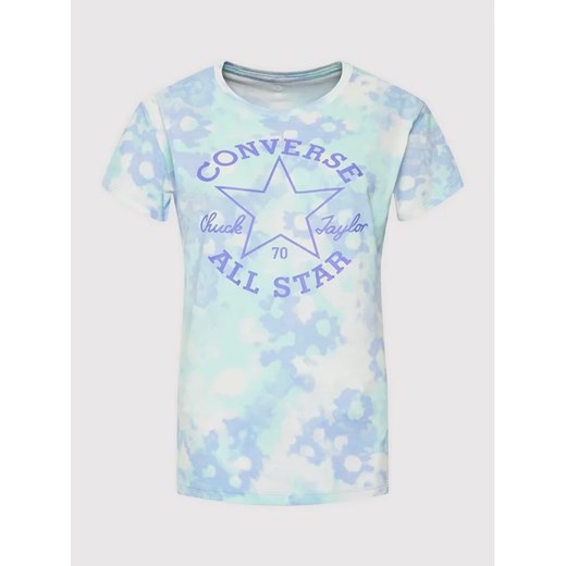 Converse T-Shirt Washed Floral Patch 10023208-A03 Niebieski Loose Fit Converse XS okazja MODIVO