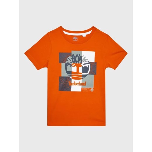 Timberland T-Shirt T25T80 S Pomarańczowy Regular Fit ze sklepu MODIVO w kategorii T-shirty chłopięce - zdjęcie 168458314