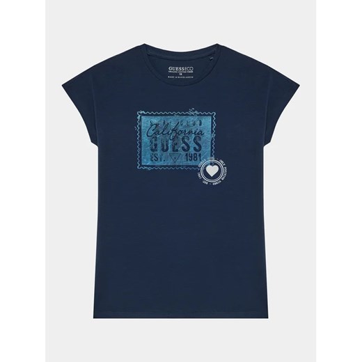 Guess T-Shirt J4GI00 K6YW4 Granatowy Regular Fit ze sklepu MODIVO w kategorii Bluzki dziewczęce - zdjęcie 168459993