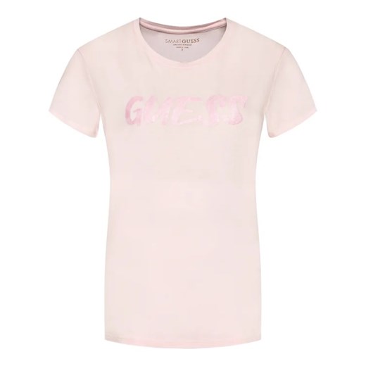 Guess T-Shirt W1YI45 RA0Q0 Różowy Regular Fit Guess XS okazyjna cena MODIVO