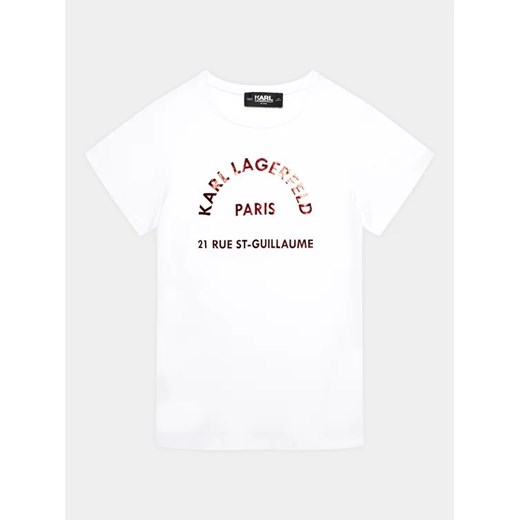 Karl Lagerfeld Kids T-Shirt Z15443 S Biały Regular Fit ze sklepu MODIVO w kategorii Bluzki dziewczęce - zdjęcie 168461730