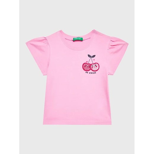 United Colors Of Benetton T-Shirt 3096G107Z Różowy Regular Fit ze sklepu MODIVO w kategorii Bluzki dziewczęce - zdjęcie 168467073