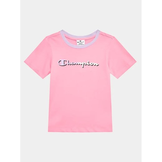 Champion T-Shirt 404670 Różowy Regular Fit ze sklepu MODIVO w kategorii Bluzki dziewczęce - zdjęcie 168471930