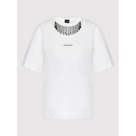 Pinko T-Shirt Tiphanie 1G18AS A06Y Biały Regular Fit Pinko S okazyjna cena MODIVO
