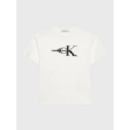 Calvin Klein Jeans T-Shirt Natural Dye Monogram IB0IB01532 Biały Regular Fit ze sklepu MODIVO w kategorii T-shirty chłopięce - zdjęcie 168477800